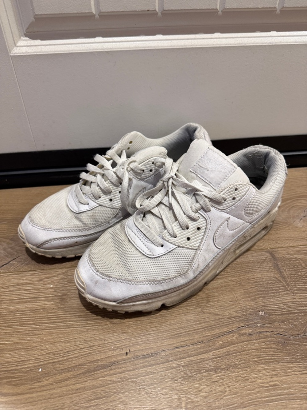 Nike White and Light Gray Low-Top Sneakers